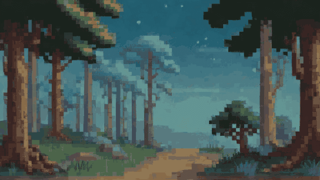 Illustration for “The Crooked Oak” — Forest, night